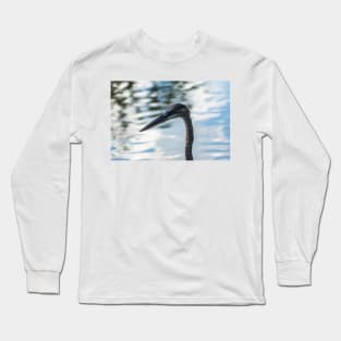 headshot of a Great Blue Heron Long Sleeve T-Shirt